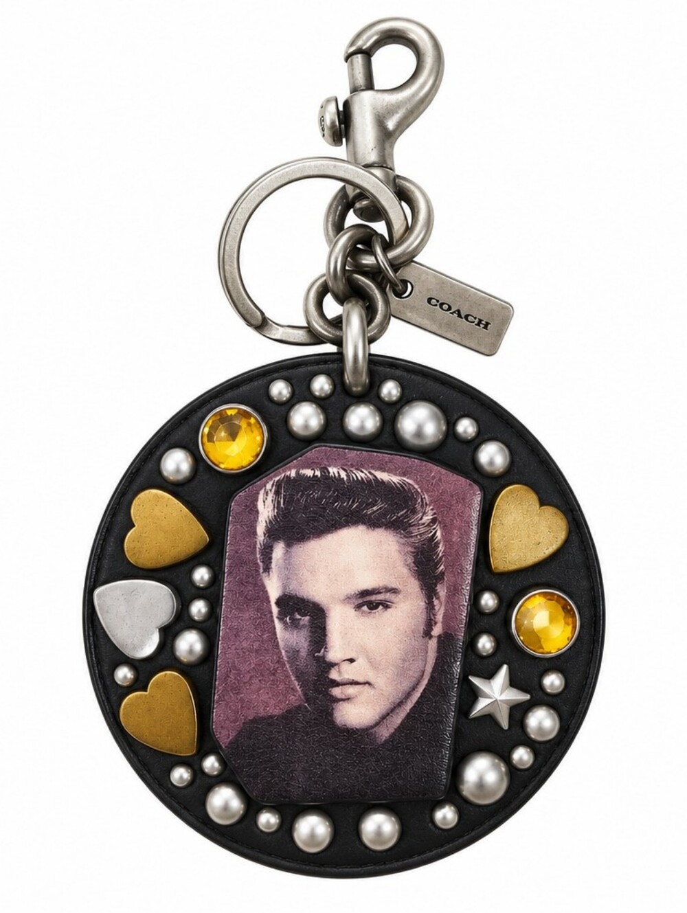 Limited-edition Coach x Elvis Presley studded leather bag charm